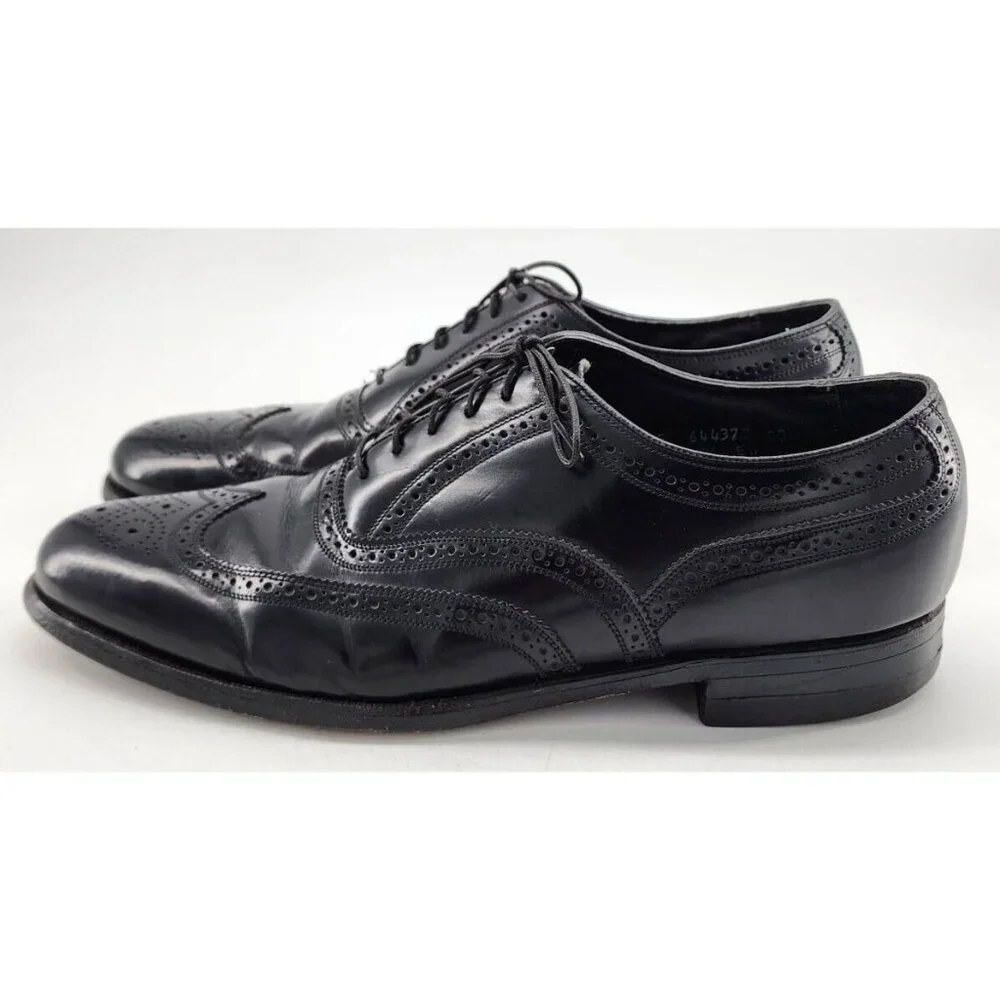 Florsheim Imperial Black Leather Lace Up Wingtip Oxford Brogue Shoes Size 10.5 E